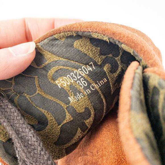 Anthropologie’s Fly London Suede Yama Rust Orange Ankle Booties Womens 36 US 5.5 - Picture 14 of 16